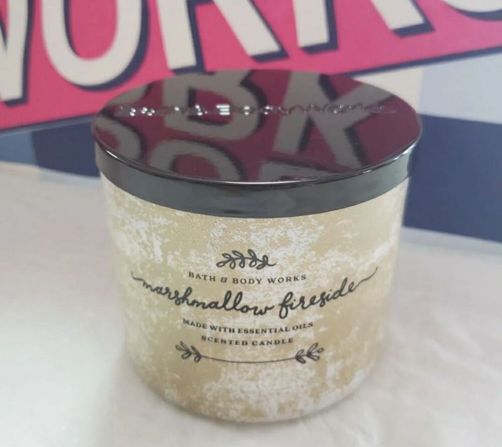 BBW Marshmallow Fireside Large 3 Wick Candle Holiday Home Fragrance
